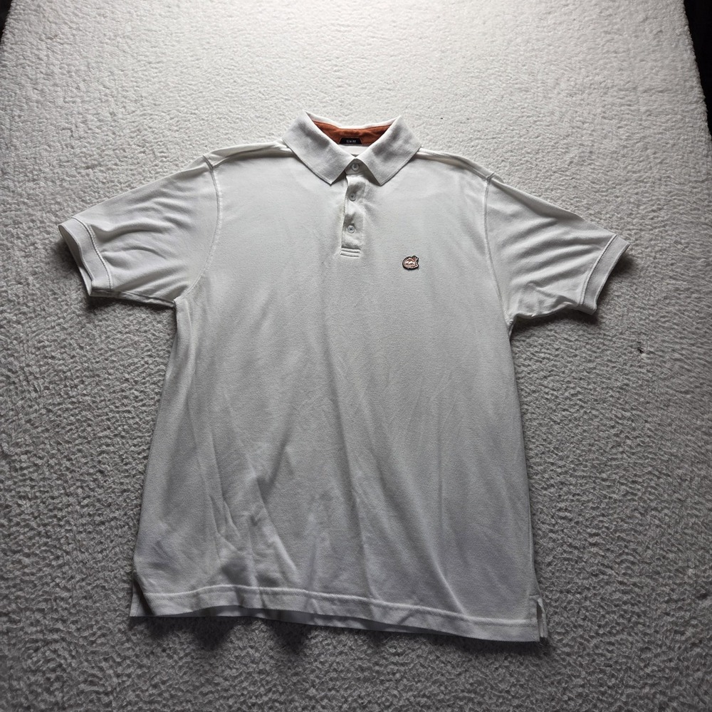 Billabong Polo Shirt Mens L White Slim Fit Cotton Blend Logo Knit Casual Top